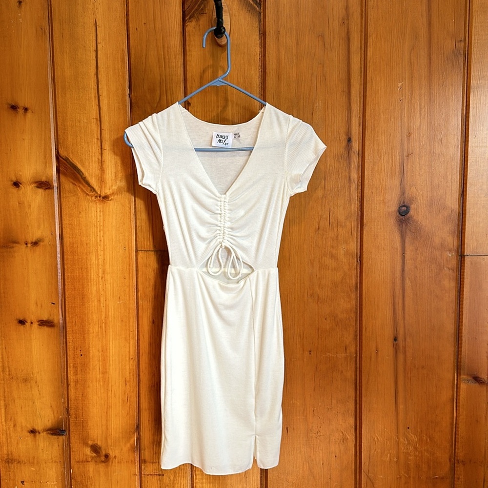 Princess Polly White Pinch Me Short Sleeve Cutout Dress Size 2